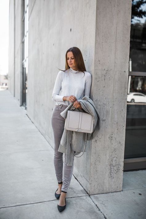 Gray Corduroy Pants Outfit, Gray Turtleneck Outfit, Gray Monochromatic Outfit, Tall Girl Outfits, Corduroy Pants Outfit, Turtleneck Outfit, Monochromatic Outfit, Spring Break Outfit, Fall Pants