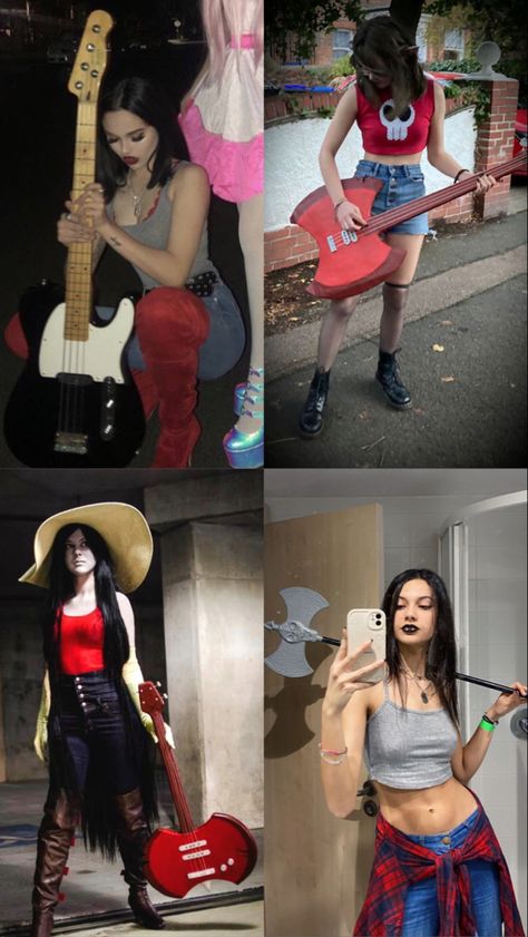 Marceline Cosplay Ideas, Halloween Costumes Marceline, Cosplay Ideas Comic Con, Marceline Adventure Time Cosplay, Adventure Time Halloween Costumes, Marceline Halloween Costume, Marceline Makeup, Marceline Halloween, Alt Halloween Costumes