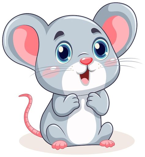 Mouse Cute Drawing, Cute Mouse Drawing, Mouse With Big Ears, Mouse Vector, Mouse Sticker, Mouse Clipart, Tooth Cartoon, Mouse Cute, Mouse Illustration