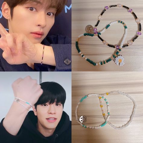 Beads Bracelet Kpop Idol, K Pop Inspired Bracelets, Stray Kids Jewelry, Stray Kids Bracelet, Pop Jewelry, Diy Jewelry Unique, Beading Jewelery, Bead Charms Diy, Beaded Necklace Diy