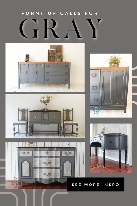 Colors To Paint Furniture, Two Tone Furniture, Paint On Furniture, Shades Of Grey Paint, Grey Painted Furniture, Gray Painted Furniture, Repurposed Headboard, Black Painted Furniture, Popular Paint Colors