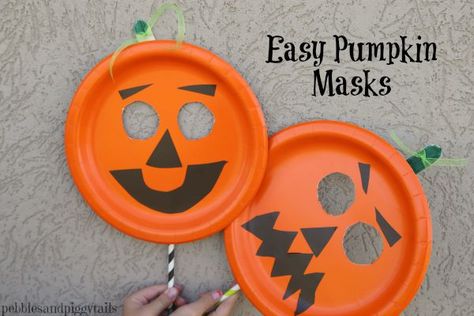 Easy Paper Plate Pumpkin Mask Craft | Making Life Blissful Halloween Mask Craft For Kids, Tissue Paper Mosaic, Halloween Mask Craft, Paper Plate Pumpkin, Mosaic Pumpkin, Pumpkin Crafts Preschool, Halloween Crafts For Kids To Make, Christmas Bazaar Crafts, Easy Halloween Craft