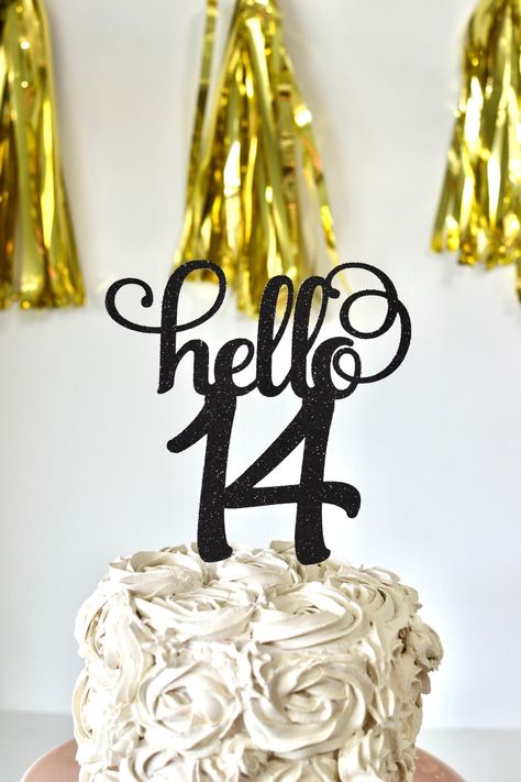 Excited to share this item from my #etsy shop: Glitter hello 14 Birthday Age Cake Topper, 14th birthday, fourteen birthday, 14 centerpiece, Gold Age, sparkly 14, 14th anniversary Fourteen Birthday Party Ideas, Happy Birthday 14th Girl, Happy 14th Birthday Girl, 14th Birthday Aesthetic, Its My 14th Birthday, Birthday Thoughts, Fourteenth Birthday, Golden Birthday Cakes, 14th Birthday Party Ideas