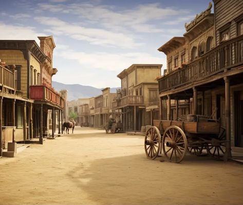 Old West Background, Old West Aesthetic, Wild West Background, Ghost Towns Of America, Fantasy Western, Wild West Town, Anime Houses, Cowboy Town, Fort Apache