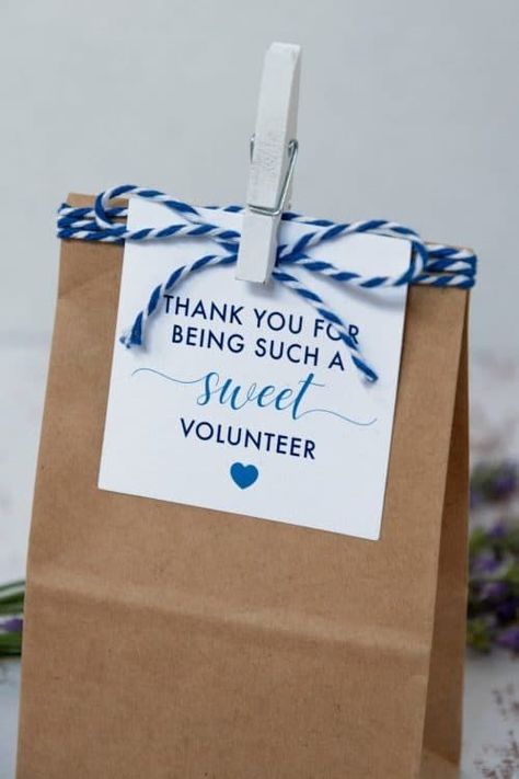 Thank you for being a sweet volunteer gift tag. National Volunteer Week falls in April. For spring or any other time of the year, enjoy these parent Volunteer Gifts Ideas with printable gift tags to show how you appreciate your volunteers. Say thank you with these random acts of kindness and parent gift ideas. #gifttag #NationalVolunteerWeek #giftideas #volunteers Ministry Appreciation Ideas, Volunteer Appreciation Gifts Diy, Vbs Volunteer Appreciation Gifts, Volunteer Appreciation Party Theme, Leader Appreciation Gifts, Volunteer Appreciation Ideas, Church Volunteer Appreciation Gifts, Volunteer Appreciation Quotes, Volunteer Appreciation Party