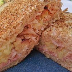 Grilled Hawaiians - Allrecipes.com Ham Leftover Recipes, Hawaiian Sandwiches, Christmas Ham Recipes, Baby Grill, Luau Food, Bbq Pitmasters, Grilled Foods, Grills Outdoor, Leftover Ham Recipes