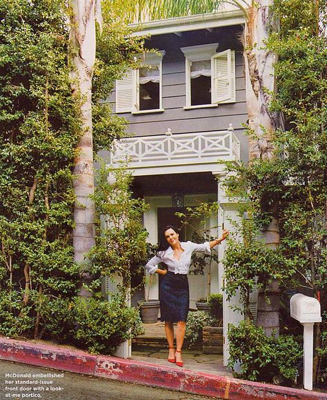 Come on in: Mary McDonald embellished her front door with a portico Mary Mcdonald, Porch Railing, Iron Doors, Facade House, Dream Homes, Beautiful Interiors, House Front, House Painting, Architecture Details