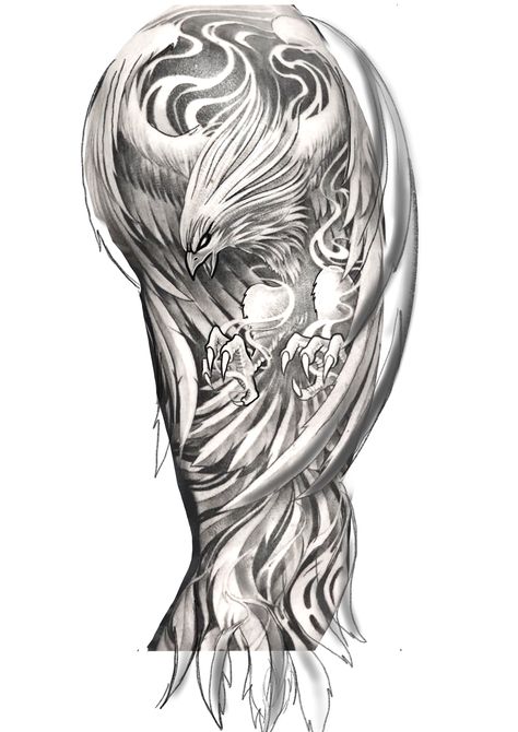 Phoenix Drawings, Phoenix Tattoo Arm, Flying Phoenix Tattoo, Phoenix Tattoo Men, Phoenix Tattoo Sleeve, Tato Phoenix, Voll Arm-tattoos, Japanese Phoenix Tattoo, Phoenix Tattoo For Men