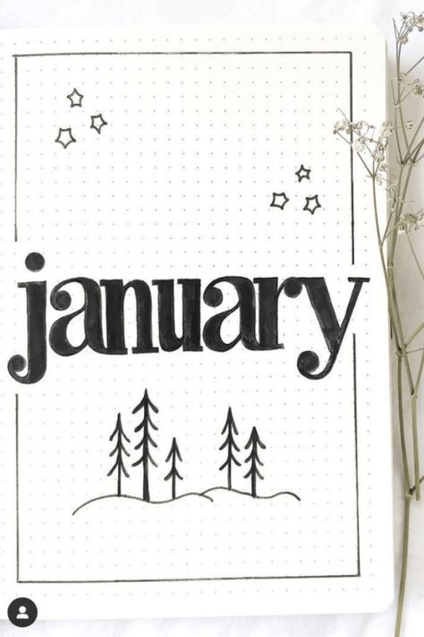 January Dot Journal Ideas, Bujo Year Cover 2023, 2022 Title Page, January Cover Page Bullet Journal, Bullet Journal Year Cover, January Title Page, January Bujo Cover, Bullet Journal January Cover Page, Bullet Journal January Cover