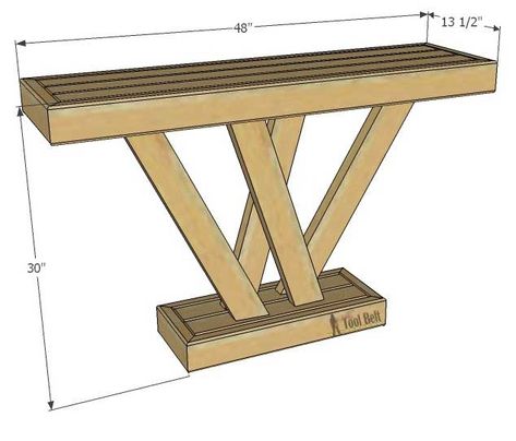 2x4 Console Table - Her Tool Belt Woodworking Outdoor Furniture, 2x4 Lumber, 2x4 Wood Projects, Table For Entryway, Unique Console Table, Do It Yourself Decoration, Diy Table Legs, Rustic Console Table, Rustic Console