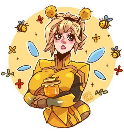 Bee Mercy Overwatch, Mercy Fanart Pfp, Matching Ow Pfp, Overwatch Profile Pictures, Mercy Over Watch 2, Mercy Icons Overwatch, Bee Mercy, Mercy Fan Art, Overwatch 2 Mercy