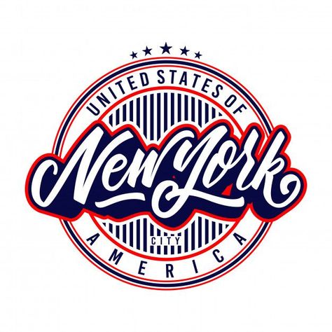 New York Logo Design, Logos Retro, New York Logo, Shirt Logo Design, Shirt Design Inspiration, Retro Logos, Badge Logo, Circle Logos, Badge Design