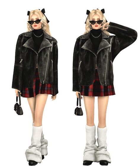 TS4 Daily Lookbook #68 Sims 4 Rockstar Gf Cc, Winter Coat Sims 4 Cc, Jacket Sims 4 Cc, Crystal Outfits, Sims 4 Cc Lookbooks Clothing, Grunge Lookbook, 90's Punk, Blush Lips, Sims Lookbook