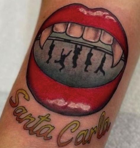 Horror Movie Symbols Tattoo, It 2017 Tattoo, Movie Traditional Tattoo, The Lost Boys Tattoo Ideas, 80s Horror Tattoo, 80s Movie Tattoos, Redrum Tattoo, 80s Tattoo Ideas, Lost Boys Tattoo