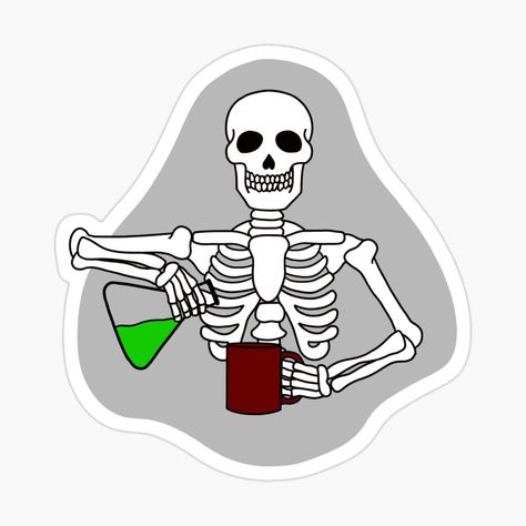 Get my art printed on awesome products. Support me at Redbubble #RBandME: https://www.redbubble.com/i/sticker/Skeleton-Chemistry-Coffee-by-Figure1Designs/83002768.EJUG5?asc=u Chemistry Of Coffee, Chemistry Stickers Printable, Chemistry Stickers Aesthetic, Science Stickers Aesthetic, Chemistry Art Design, Chemistry Logo Design, Chemistry Logo, Chemistry Stickers, Coffee Chemistry