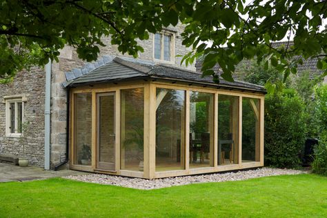 Lean To Conservatory, Oak Framed Extensions, Orangery Extension, Cottage Extension, Glass Porch, Garden Room Extensions, Oak Framed Buildings, Timber Frame Building, Wooden Gazebo