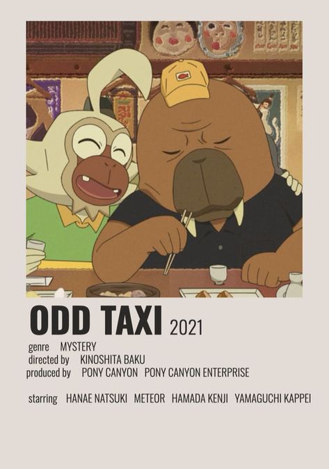 Minimalist Anime Poster, Odd Taxi, Minimalist Anime, Mystery Genre, Minecraft Drawings, Film Posters Minimalist, Polaroid Poster, Anime Watch, Anime Titles