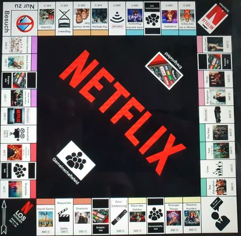 netflix monopoly selfmade doityourself netflixmonpoly selbermachen monpolyidea idea diy Monopoly Game Ideas, Home Made Monopoly, Monopoly Diy Ideas, Diy Monopoly Board, Monopoly Diy, Sleepover Party Games, Diy Party Games, Board Games Diy, Monopoly Board