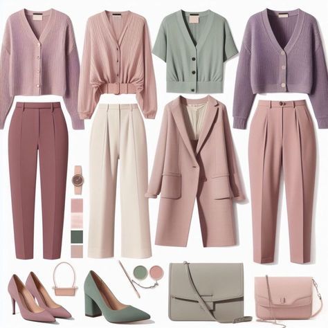 Soft Summer Palette Outfits, Muted Summer Outfits, Soft Summer Wardrobe Capsule, Muted Color Outfits, Soft Summer Capsule, Ceo Energy, Soft Summer Fashion, Muted Summer, Cool Summer Palette