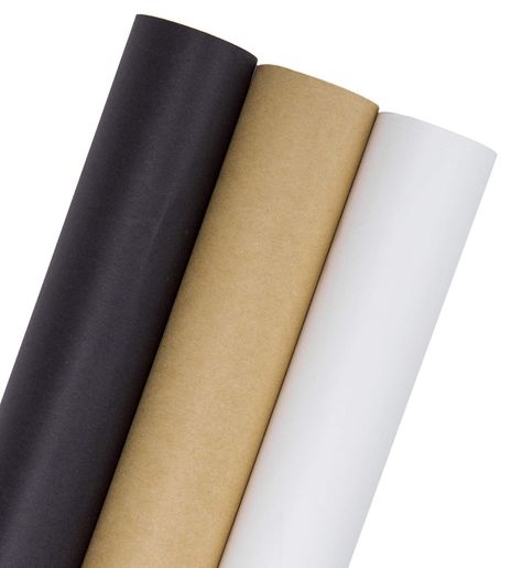 RUSPEPA Kraft Wrapping Paper Set- 3 Roll (Kraft,White,Black) for for Wedding,Birthday, Shower, Congrats, and Holiday Gifts - 30Inch X 32.8Feet Per Roll ** Click image to review more details. (This is an affiliate link) White Table Cloth Brown Paper Runner, White Kraft Paper Wrapping, Kraft Paper Roll On Wall Diy, Matte Black Wrapping Paper, Black Kraft Paper, Kraft Paper Wrapping, Easy Christmas Crafts, Butcher Paper, Kid Table