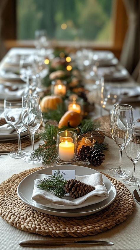 20 Simple Thanksgiving Table Settings for an Elegant Holiday Dinner 27 Thanksgiving Tablescapes Ideas Rustic, Simple Dinner Party Table Settings, Silverware Setting On Table, Simple Thanksgiving Table Settings, Thanksgiving Tablescapes Simple, Dinner Decor Ideas, Table Settings Simple, Fall Hosting, Thanksgiving Dinner Table Setting