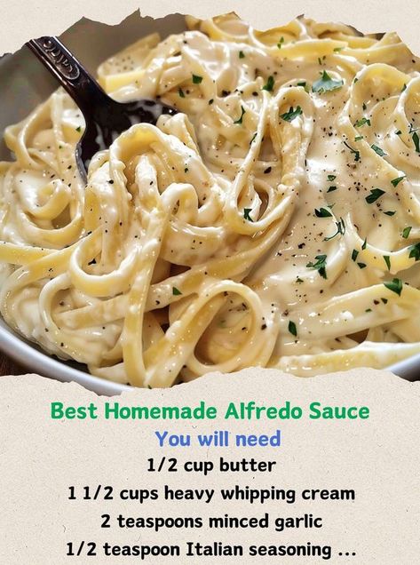 Alexander's Recipes Best Homemade Alfredo Sauce, Best Alfredo Sauce Recipe, Homemade Alfredo Sauce Recipe, Cassava Flour Recipes, Chicken Tetrazzini Recipes, Alfredo Recipes, Italian Dinners, Alfredo Sauce Recipe Homemade, Pasta Food Recipes