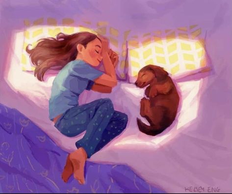 Girl With Dog Drawing, A Girl And Her Dog, Girl And Her Dog, Illustration Art Girl, Dessin Adorable, Dog Illustration, Dreamy Art, Dog Drawing, Girl And Dog