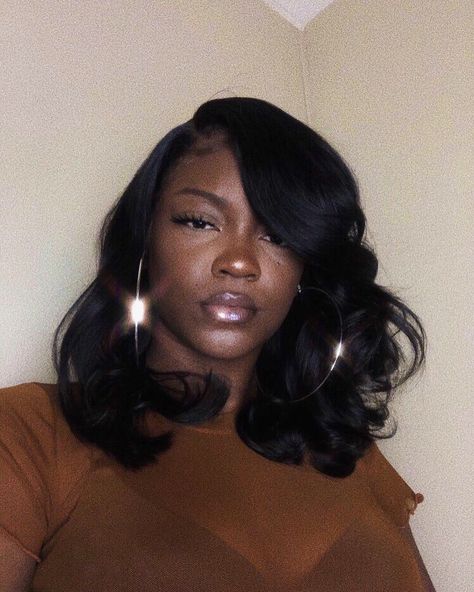 Short Side Part Curls, Side Part Sew In Short, Shoulder Length Sew In Weave, Side Part Bob Curly, Bob Weave Hairstyles Sew Ins, Closure Bob Sew In, Long Side Part Bob, Side Part Swoop Bob Weave, Side Part Bob Weave Sew Ins