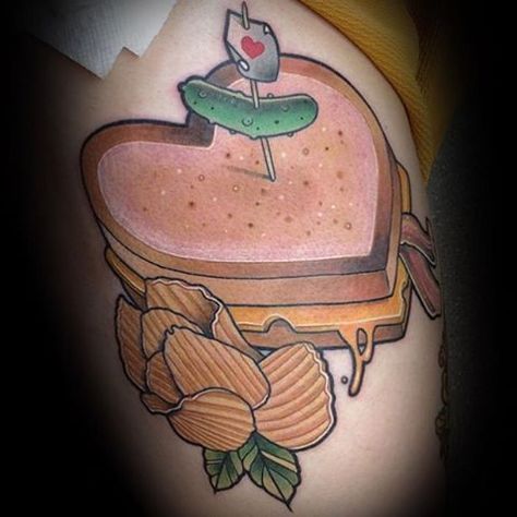 Grill cheese and chips tattoo Chips Tattoo, Cheese Tattoo, Chip Tattoo, Grill Cheese, Disney Princess Characters, Grilled Cheese, Disney Cartoons, Body Art Tattoos, Body Art