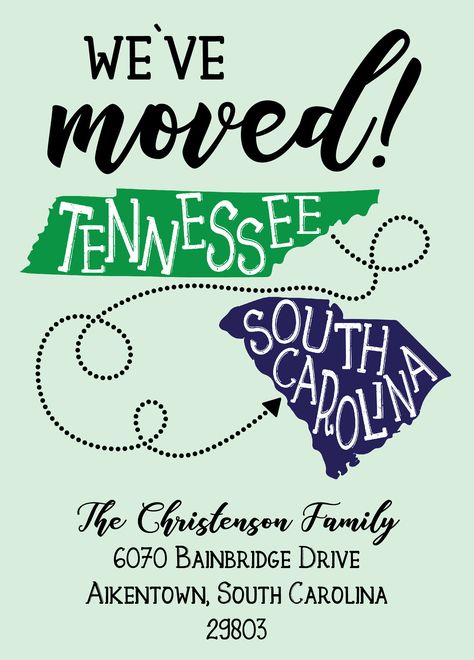 Moving Announcement perfect for a big move to a new state! Totally customizable!  Address change - new home - new house. Tea Olive Design Shop - Etsy. Moving Card, Moving Hacks, Olive Design, Change Of Address Cards, Address Change, Thank You Party, Moving Cards, Moving Announcement, Green Acres