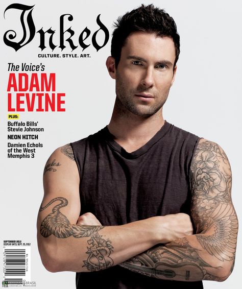 Adam Levine on the cover of inked sep'12 Adam Levine Tattoos, Inked Magazine, Latest Tattoos, Adam Levine, Maroon 5, Trendy Tattoos, Johnny Depp, Man Crush, Magazine Cover