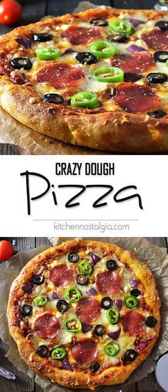 Crazy Dough Pizza Recipe - the best tasting pizza dough from scratch! Mix the ingredients, keep in your fridge or freezer and have on hand wherever you need! Dough Pizza Recipe, Pizza Stone Recipes, Crazy Dough, Pizza Dough From Scratch, Kitchen Nostalgia, Dough Pizza, Calzone Pizza, Best Pizza Dough, Pizza Sauce Homemade