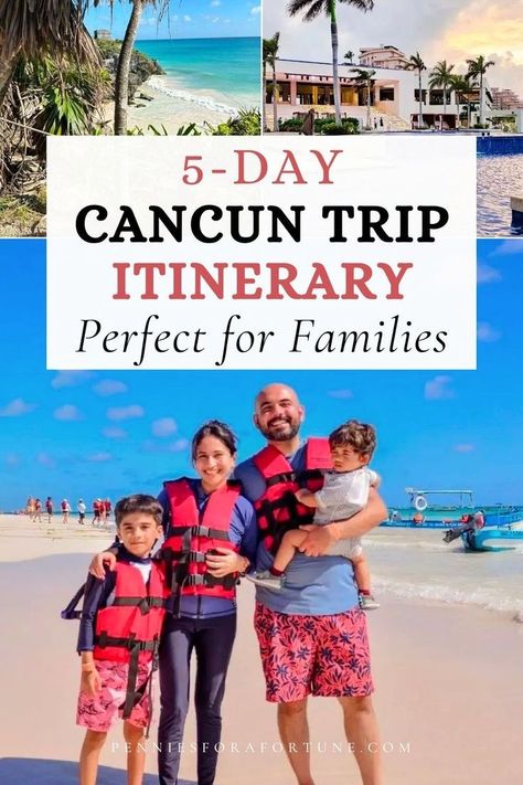 The best 5-day Cancun itinerary, perfect for a family vacay! If you're planning a family-friendly trip to Cancun, Mexico, grab this 5-day itinerary, perfect for families with kids and anyone else who’s ready to experience the gorgeous Mexican coast. From the best Cancun resort to stay at and the best places to visit in Cancun to fun water activities, this Cancun family trip will keep the entire family entertained! Just a short trip away, Cancun is a great option for first-time travelers. Vacation Cancun, Cancun With Kids, Cancun Family Photoshoot, Best Cancun Resorts, Cancun Family Vacation, Us Family Vacations, Packing List Kids, Hyatt Ziva Cancun, Mexico With Kids