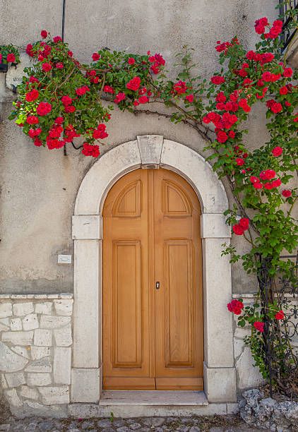 Italy Door With Flowers, Italy Door, Historic Doors, Flowers Pot, Door Entryway, Collage Art Projects, Living In Italy, Italy Aesthetic, Winter Wallpaper