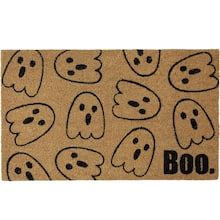 Natural Coir Boo with Ghosts Halloween Doormat Floating Ghosts, Mat Ideas, C9 Christmas Lights, Halloween Doormat, Ghosts Halloween, Halloween Door Mat, Natural Background, Ghost Design, Coir Doormat