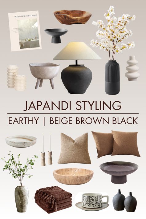 Eastern and western styles combine to create the organic, neutral, natural home style of Japandi. The Japandi colour palette is neutral and beige with a touch of rich black or brown. This style incorporates neutral earthy décor elements with texture and matt finish. Japandi home décor style utilises organic natural materials like stone, wood, marble, […] Japandi Apartment Decor, Earthy Modern Interior, Japandi Living Room Dark Sofa, Japandi Shelf Decor, Japandi Decorative Objects, Japandi Style Decor, Japandi Decor Accessories, Japandi Cushions, Japandi Vase Decor