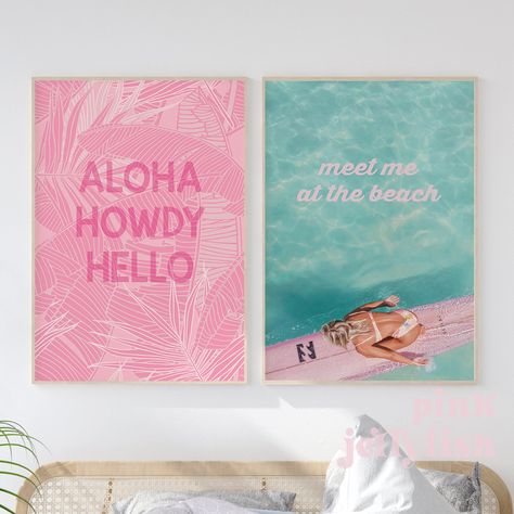 Pink Surfboard, Meet Me At The Beach, Surf Prints, Cowgirl Wall Art, Pink Board, Prints Pink, Beachy Room, Crystal Room, Hex Color Palette