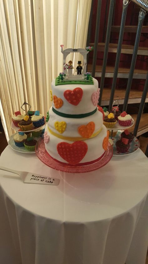 Lego wedding cake and cupcakes Lego Wedding Cake, Lego Wedding Cakes, Wedding Cake And Cupcakes, Lego Wedding, Cake And Cupcakes, Piece Of Cakes, Wedding Cake, Cupcake Cakes, Wedding Cakes