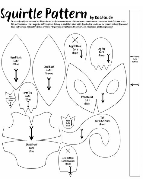 Squirtle Plushie Sewing Pattern (Rachel Ribaudo) | Nerdy Rabbit Wiki | Fandom Pokemon Plushies Pattern, Pokemon Sewing Patterns Free, Snorlax Plush Pattern, Pokemon Felt Pattern, Pokemon Stuffed Animals Diy, Pokemon Plush Pattern, Pokemon Pattern Sewing, Sewing Patterns Plushies, Sewing Patterns Pokemon