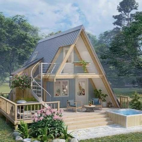 A Frame Tiny House, Frame Tiny House, Building A Frame, Two Story House Design, Tiny House Village, Tree House Plans, Build A Frame, A Frame House Plans, Rest House