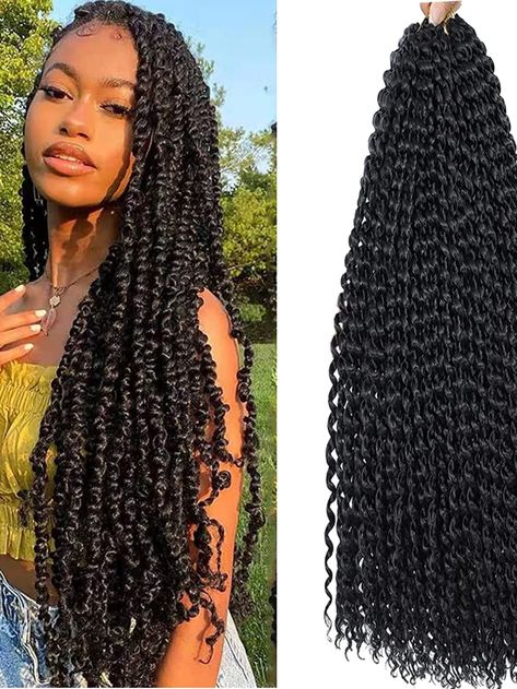 Blissource Passion Twist Hair 30inch 7Packs Water Wave Crochet Hair Extensions Passion Twist Crochet Hair Passion Twists Braiding Hair (30inch,1B) Twists Braiding Hair, Water Wave Crochet Hair, Passion Twist Crochet, Passion Twist Hair, Water Wave Crochet, Wave Crochet, Curly Hair Care Routine, Passion Twists, Big Box Braids