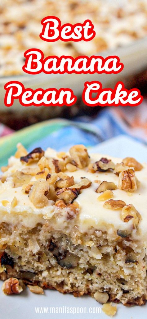 Banana Nut Cake, Banana Desserts, Banana Cake Recipe Easy, Banana Cakes, Fun Boots, Butter Pecan Cake, Snack Cakes, Squeezed Lemon, Banana Cake Recipe