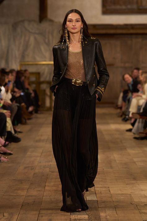 Ralph Lauren Spring 2024 Ready-to-Wear Collection | Vogue Embroidered Leather Jacket, Silky Pants, Spring Runway, Sofia Richie, Ralph Lauren Style, Estilo Chic, Ralph Lauren Collection, Spring Summer 2024, Looks Chic