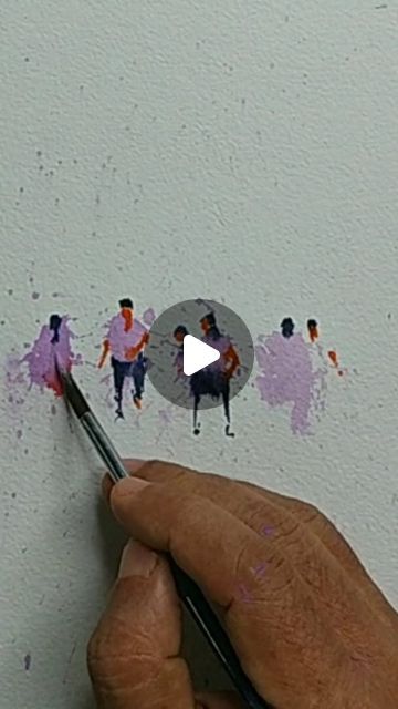 Watercolor Painting Techniques Videos, Watercolour Painting Inspiration, Watercolor Techniques Tutorial Videos, Watercolor People Simple, Watercolor Art Lessons Tutorials, Blob People, Watercolor Tutorial Videos, Figure Painting Tutorial, Tiny Watercolor Paintings