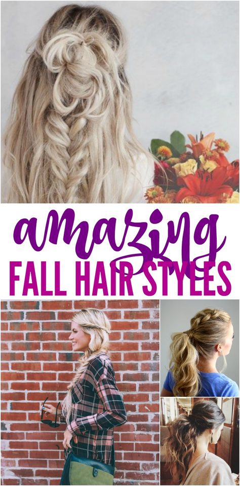 Amazing Fall Hair Styles and Trends for Women! The best Curls, Braids, and Updos for Fall Football Games, Thanksgiving, Holidays, and easy everyday looks! Hairstyles For Fall Pictures, Fall Hair Dos, Football Game Hair, Hairstyles For Thanksgiving, Fall Hair Styles, Thanksgiving Hairstyles, Games Thanksgiving, Winter Fashion For Women, Weekend Hair