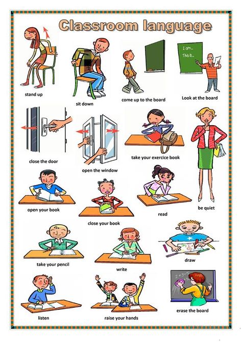 Classroom Commands, Classroom Vocabulary, Classroom English, English Poster, Classroom Memes, English Teaching Materials, Esl Classroom, Language Worksheets, Learning English For Kids