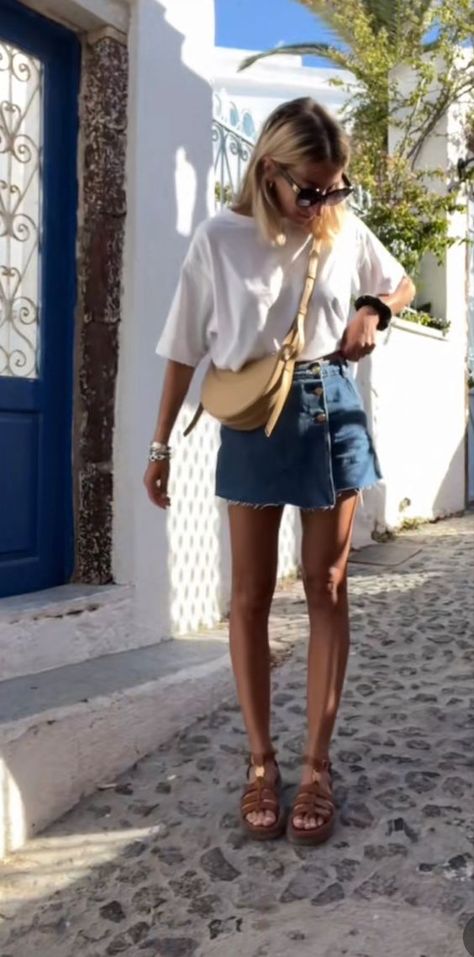 Women's High Waisted Button Front Denim Skort Asymmetrical Hem Skirt Shorts Australian Spring Outfits, Styled Outfits Summer, European Fashion Summer Dresses, Street Style Hot Weather, European Summer Outfits Women Classy, Europe Summer Fashion 2023, Spain Fashion 2023, Europe Dress Outfits, Casual Warm Weather Outfits