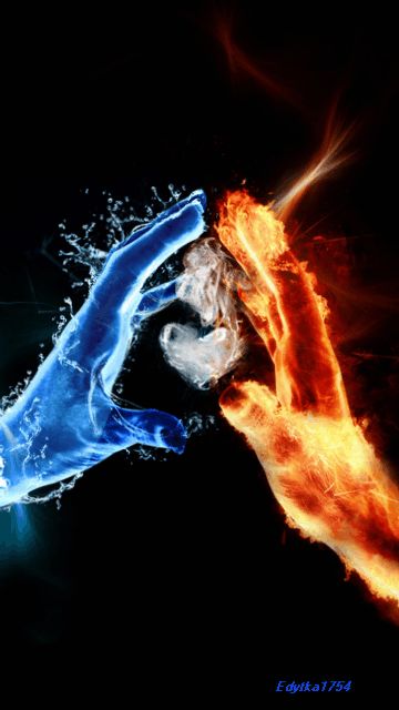 "Não importa quanto tempo demore, onde quer que estejam, as almas afins, sempre se reencontram ...."  O Ilusionista Fire And Water, Drawing Hair, Fire Water, Airbrush Art, Opposites Attract, Twin Flames, בר מצווה, Fire And Ice, Pics Art