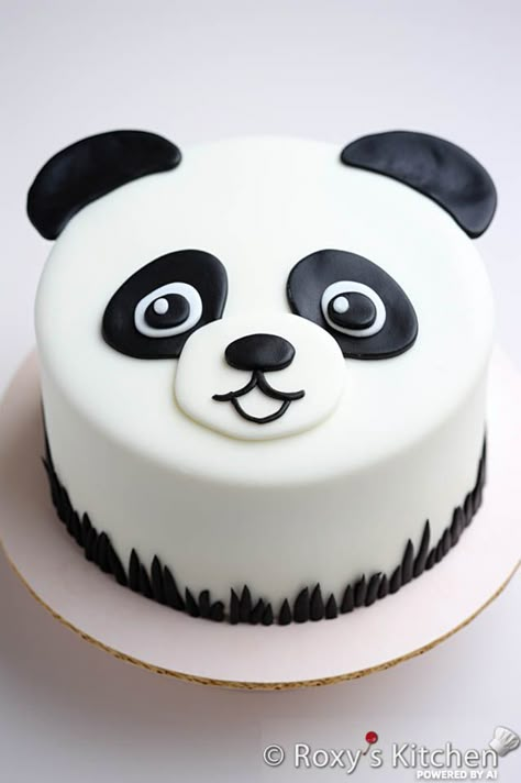 10+ Panda Face Cakes - Roxy's Kitchen Panda Face Cake, Cake Decorating Animals, Easy Animal Cake, Animal Face Cake, Simple Fondant Cake Design, Animal Theme Birthday Cake, Panda Theme Cake, Fondant Cake Designs Ideas, Panda Cake Design