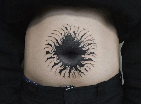 Belly Button Tattoos, Belly Button Tattoo, Parenting Questions, Button Tattoo, Sloth Tattoo, Tattoo Over Scar, Optical Illusion Tattoo, Weird Funny, Weird Tattoos